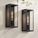 Cornell 14 1/4" High Sand Black Box Outdoor Wall Light Set Of 2. Fixed Price $158.95.