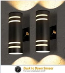 Tesjaso Modern Outdoor Up Down Wall Light With Dusk To Dawn Sensor Set 2 Black. Fixed Price $12.00.