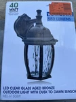 Maxxima Outdoor Wall Light Led Bronze Clear Glass Dusk Dawn Photocell Sensor New. Fixed Price $39.99.