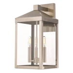 Livex Nyack 3 Light Outdoor Wall Lantern In Brushed Nickel, 8.25"W 20584-91. Fixed Price $453.96.