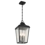 Kichler Forestdale 4LT Outdoor Hanging Pendant, Black/clear Seeded - 49740BKT. Fixed Price $394.99.