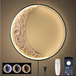 Plmokn 24" Led Moon Wall Light Dimmable Black Modern Sconce W/ Remote. Fixed Price $82.99.