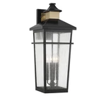 Matte Blackith Warm Brass Four Light Outdoor Wall Lantern From The Kingsley. Fixed Price $722.00.