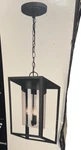 Matte Black Three Pendant Light Outdoor Porch Entrance Pool Lanai Nwb. Fixed Price $40.00.