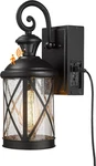 Motion Sensor Outdoor Wall Light With Gfci Outlet - Waterproof Black Sconce. Fixed Price $127.99.