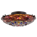 Kira Home Mateo 16" Tiffany Glass Ceiling Dragonfly 2-LIGHT Semi Flush Blk. Fixed Price $119.96.