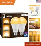 3-WAY Dimmable Amber Led Light Bulbs, 2 Pack 50/100/150W Equivalent, Cozy Glow. Fixed Price $23.99.