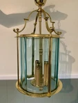 Vintage Forte Round Brass Beveled Glass Chandelier Hanging Lantern Foyer 3 Light. Fixed Price $139.95.