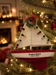 Newport Beach Sailboat Ornament W/ Lights Mini Wreath Coastal Christmas Decor. Fixed Price $24.50.
