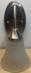 Intertek Light Fixture Brushed Nickel Wall Mount Frosted Glass Shade. Fixed Price $5.00.
