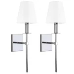 (2 Pack) Lamqee Polished Chrome Wall Sconce White Fabric Shade 06FTL0233BSL. Fixed Price $32.99.
