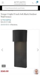 Troy Lighting Tempe 17 Inch Soft Black Outdoor Wall Sconce. Fixed Price $168.55.