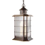 Portfolio Distressed Solid Brass Craftsman Seeded Glass Outdoor Lantern Light. Fixed Price $22.00.