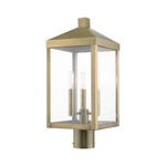 Livex Nyack 3 Light Outdoor Post Top Lantern , Antique Brass/clear 20592-01. Fixed Price $499.96.