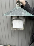 Patina Finish Outdoor Wall Lantern Metal Glass Hardwired Incandescent Porch. Fixed Price $200.00.