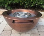 Hammered Copper 26 Inch Round Fire Pit Water Bowl Pool Fountain Scupper 92K Btu. Fixed Price $1139.99.