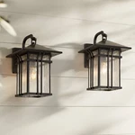 John Timberland Syon 14"H Bronze Glass Outdoor Wall Light Set Of 2. Fixed Price $324.99.