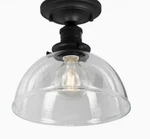 Allen Roth Hensley Glass Dome Light Fixture Semi Flush Mount Matte Black Cottage. Fixed Price $34.99.