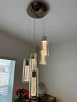 Modern Led Pendant Light Set Bubble Glass Cylinders (used, Great Condition). Fixed Price $190.00.