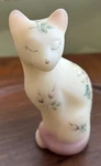 Fenton Art Glass White Satin Cat Hand Painted By Melissa Caplinger. Fixed Price $72.00.