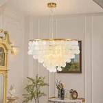 24" Modern Capiz Shell Chandelier 6 Lights Hanging Pendant Ceiling Fixture. Fixed Price $162.49.