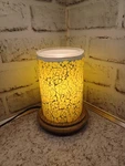 Sunshine Crackle Simmering Lights Yellow Woodgrain Base Wax Warmer Pink Zebra. Fixed Price $30.00.