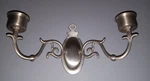 Silver Tone Double Arm Wall Candle Holder Sconce Taper Mount Decor. Fixed Price $19.44.