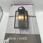 Allen Roth Elder Outdoor Light Lantern #2602002 Satin Black Finish Glass New. Fixed Price $25.51.