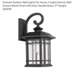 Emliviar Outdoor Wall Lantern Lights Black FINISH,(S177). Fixed Price $99.00.