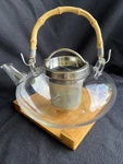 Bonjour Glass Teapot Bamboo Handle Base - New. Fixed Price $69.98.