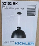 Kichler Zailey 15.75 In. 1-LIGHT Black Pendant Hanging W/ Metal Shade. Fixed Price $89.99.