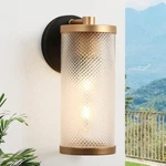 Lnc Modern Satin Gold 1-LIGHT Outdoor Wall Sconce Textured Black Cylinder. Fixed Price $39.95.