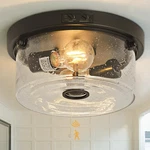 Yisuro Motion Sensor Outdoor Ceiling Light, Flush 11''-ROUND, Black-round. Fixed Price $50.62.