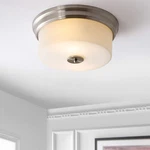 Flush Mount FLU4041A Dalen Brush Nickel And White 2-LIGHT (led Bulbs Included). Fixed Price $111.99.