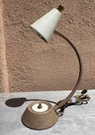 Vintage Mcm Metal Gooseneck Desk Lite Light Lamp Works Industrial Style 14" High. Fixed Price $29.99.
