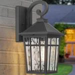 Waterproof Outdoor Wall Lights - Black Sconce With Ripple Glass For Porch & Gara. Fixed Price $82.99.