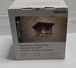 Portfolio Outdoor Flushmount Ceiling Fixture AL0342M-F Aged Bronze Glass Metal. Fixed Price $29.95.