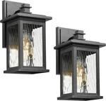 Emliviar 12 Farmhouse Outdoor Wall Lights Black Water Ripple Glass 2-PACK. Fixed Price $64.95.