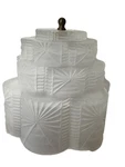 Vintage Antique Art Deco Skyscraper Frosted Glass Light Shade 6.5" Tall X 5.5" W. Fixed Price $65.00.
