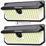 Dijiugoya Solar Security Lights Outdoor, 4000LM 466LEDS- 2PACK, Black. Fixed Price $61.55.