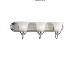Progress Lighting Builder Series Three-light Bathroom Fixture Etched Shades. Fixed Price $40.32.