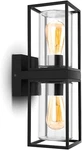 Modern Black Outdoor Wall Sconce With Clear Glass - Waterproof Porch Light. Fixed Price $108.99.