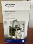 New Progress Woodcliff 1-LIGHT 15IN Weathered Brass Outdoor Wall Lantern B109. Fixed Price $35.92.