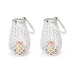 White Wicker Pear Led Lantern (set Of 2). Fixed Price $68.43.