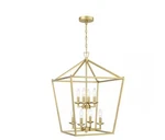 Hukoro Alfa 19" 8-LIGHT Brushed Gold Finish Geometric Cage Lantern Pendant. Fixed Price $115.00.