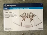 New Westinghouse Trinity 3 Light Vanity Fixture-in Box, Nickel,opal Glass Shades. Fixed Price $19.00.