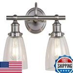 Safavieh SCN4045A Layton Brush Nickel And Clear 2-LIGHT Bathroom Led Bulbs. Fixed Price $84.85.