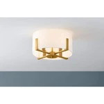 Home Decorators Manhattan 4-LIGHT Aged Brass Semi Flush Mount White Shade. Fixed Price $39.99.