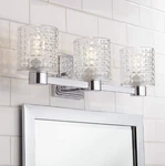 Possini Euro Sari 22''W Glass And Chrome 3-LIGHT Wall Fixture, Bath. Fixed Price $79.98.