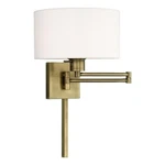 Livex Lighting 11" 1-LIGHT Swing Arm Metal & Fabric Wall Lamp Antique Brass. Fixed Price $270.99.